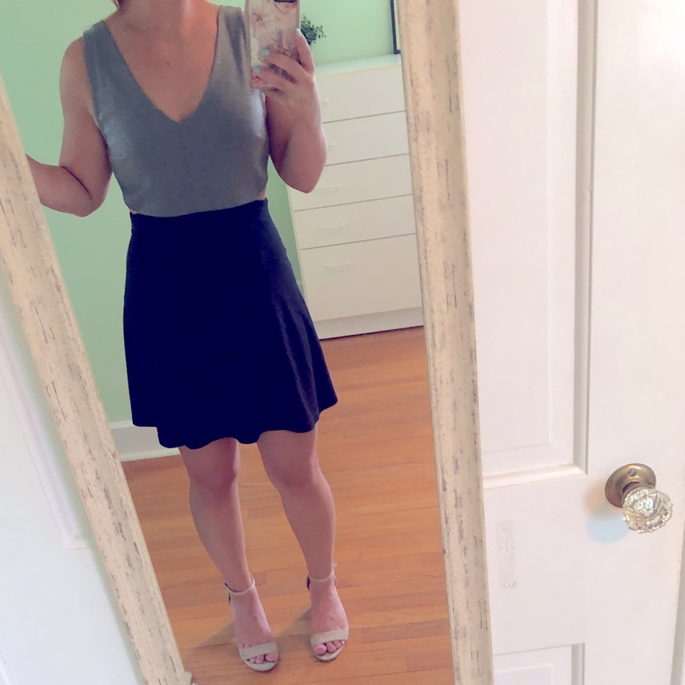 Black/grey cut out flare dress